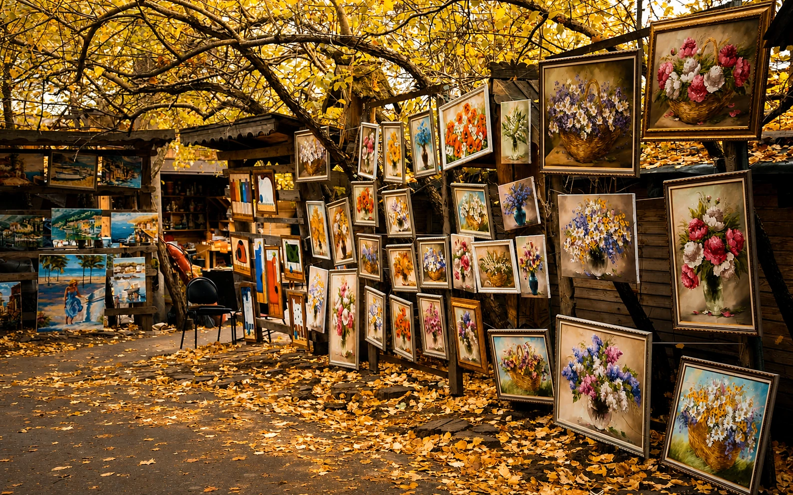 Marché et tableaux au parc Izmaïlovo à Moscou