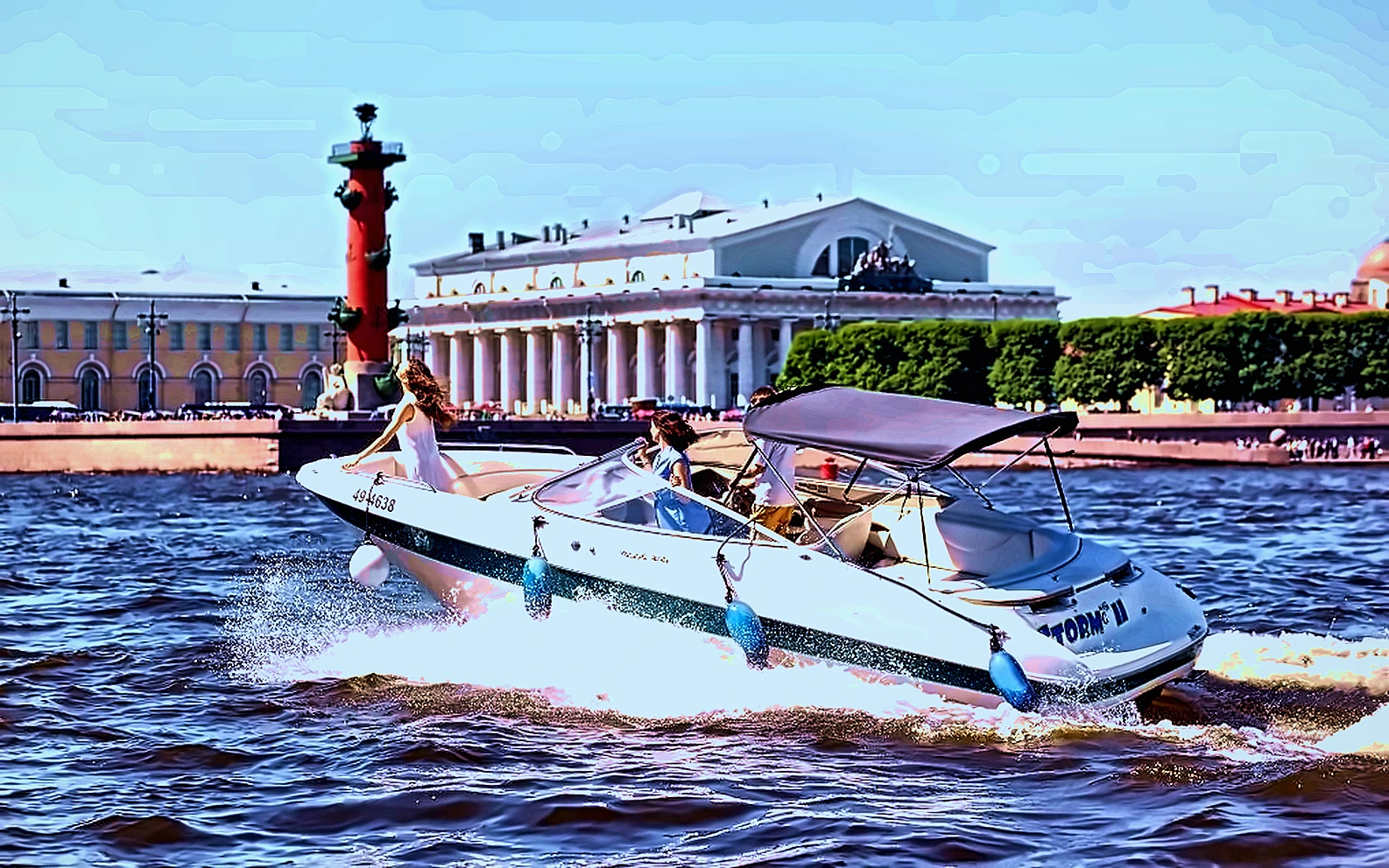 Sightseeing boat on the Neva in Saint Petersburg