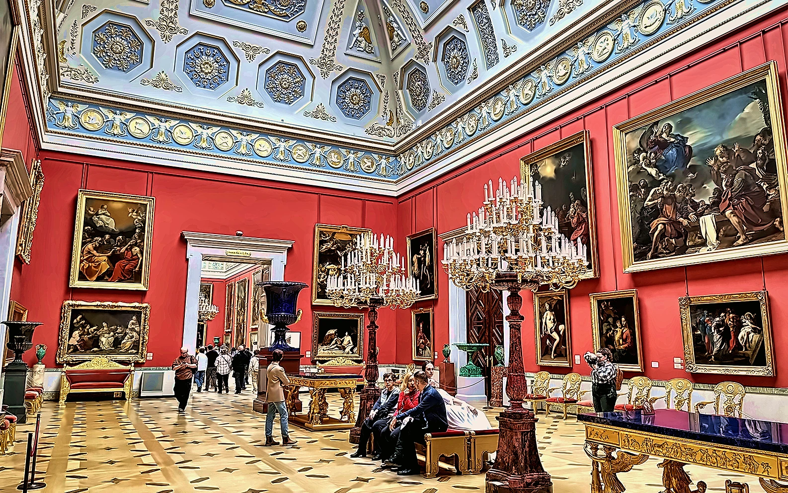 Decorated hall inside the Hermitage Museum in Saint Petersburg