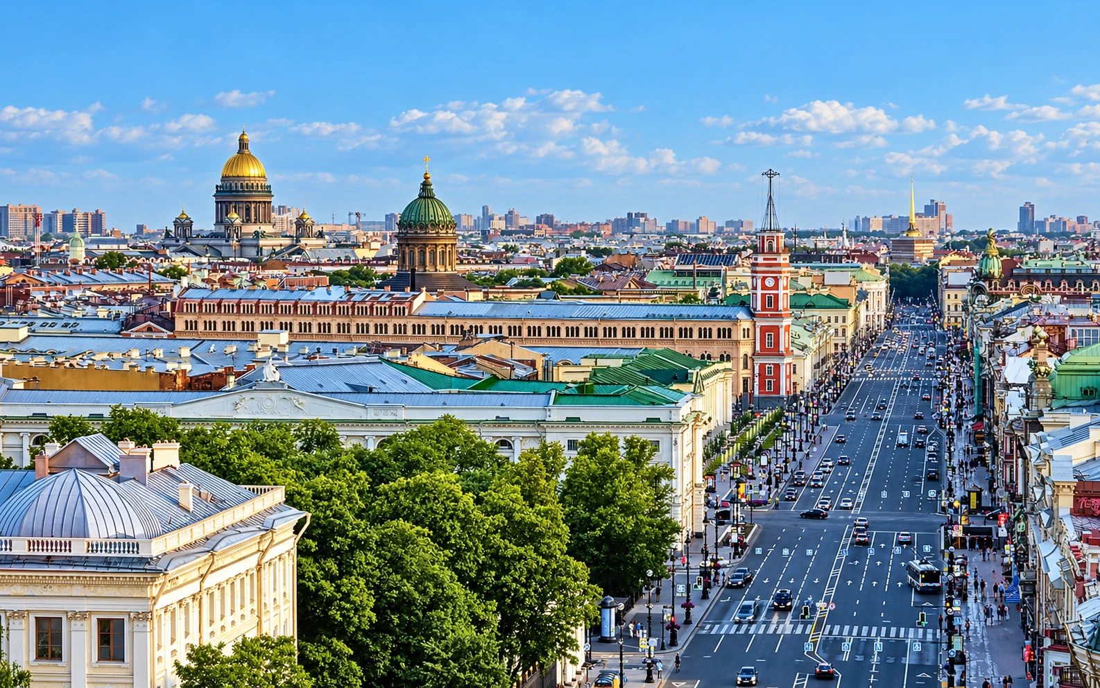 View of Saint Petersburg with Nevsky Prospekt and the domes of the historic center
