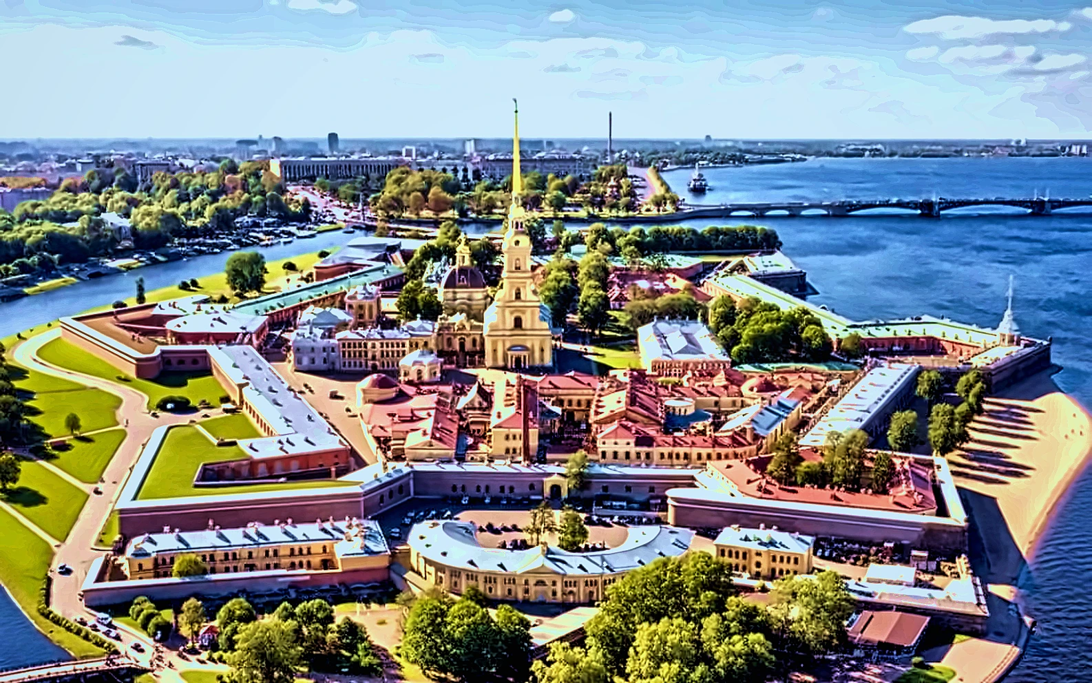 Aerial view of Peter and Paul Fortress in Saint Petersburg