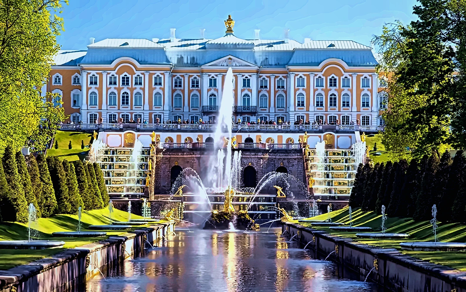 Grand Cascade and fountains of Peterhof near Saint Petersburg
