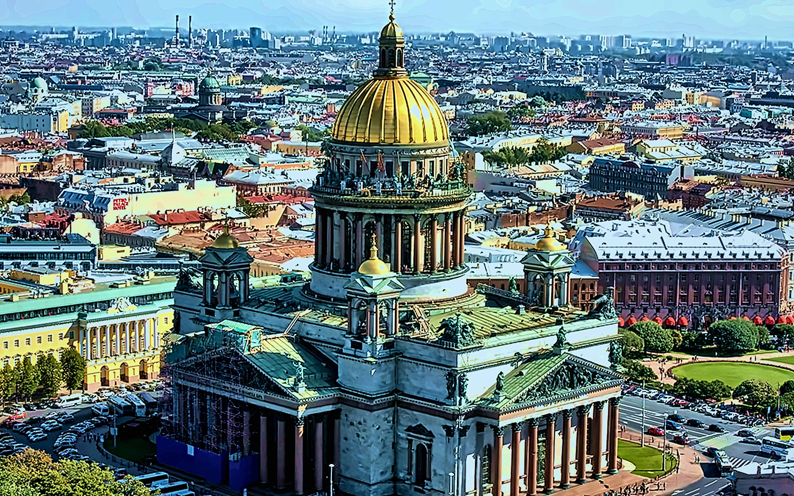 St. Isaac Cathedral seen from above in Saint Petersburg
