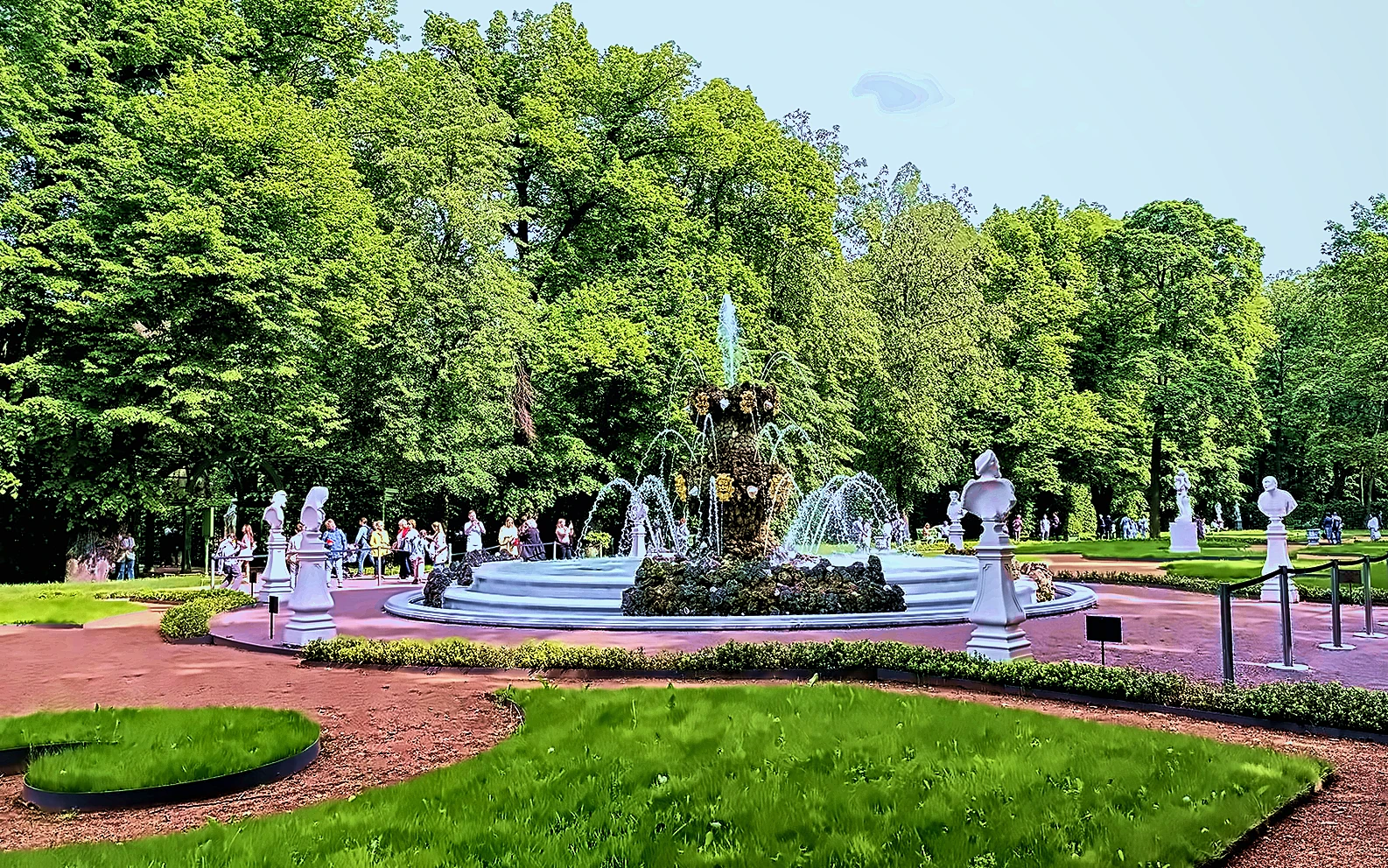 Fountains and alleys in the Summer Garden of Saint Petersburg