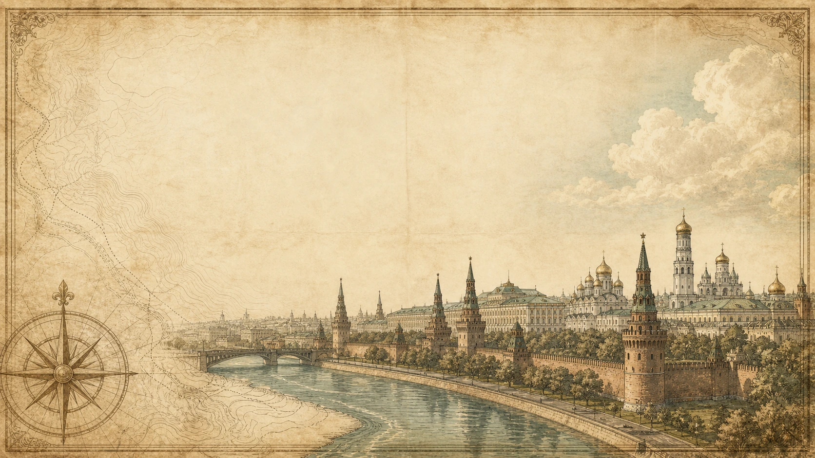 Carte ancienne de Moscou et du Kremlin